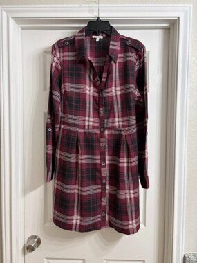 Derek Heart Brand Women's Burgundy and White Plaid Dress, Size XL